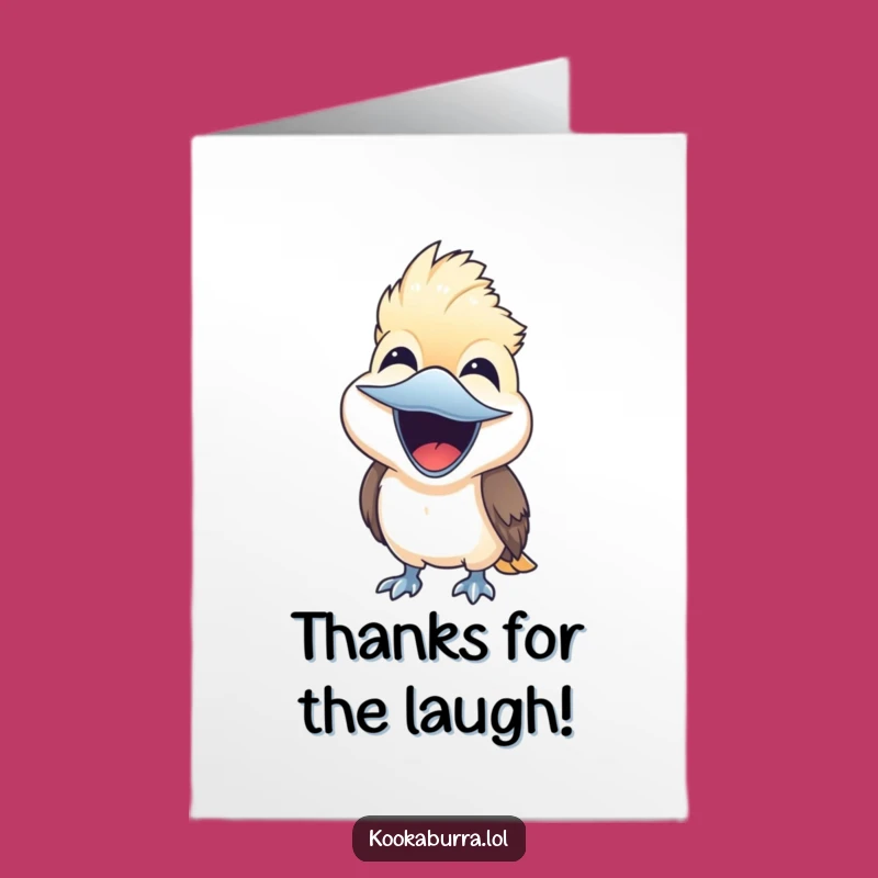 Funny Free Printable Kookaburra Thank You Card - Laughing Bird Downloadable Gratitude