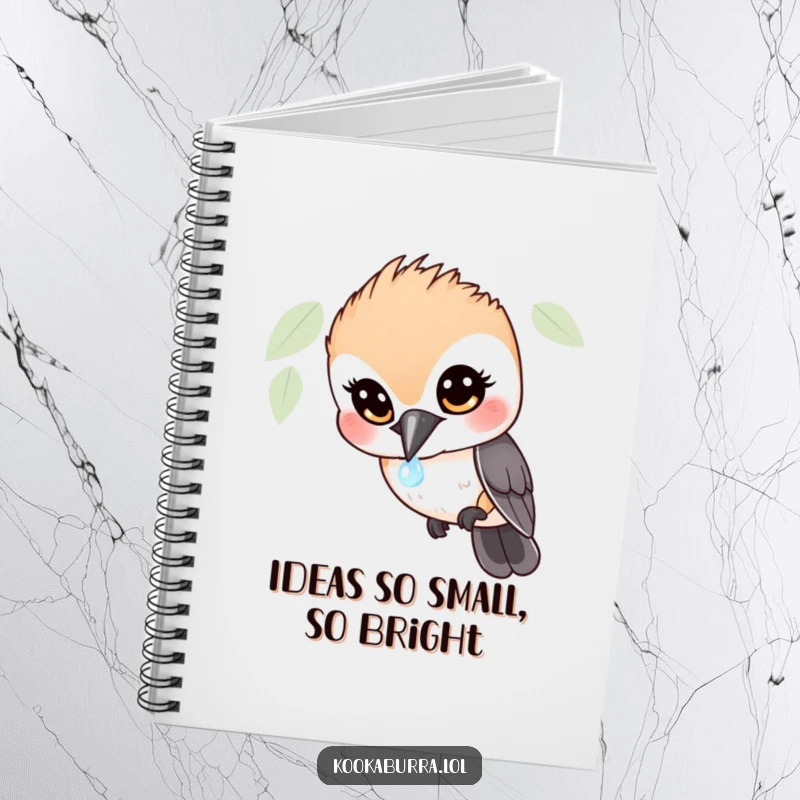 Funny Kookaburra Notebook: A ruled notebook with a cover showing a wide-eyed bird in hilarious focus on a tiny, sparkling dewdrop.