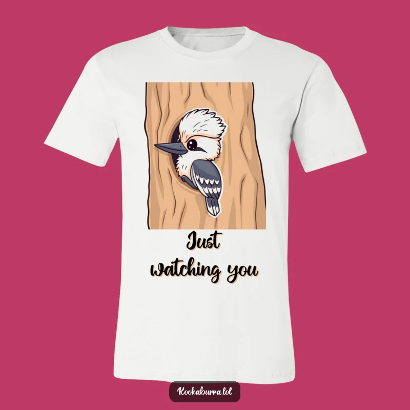 Funny Kookaburra T-Shirt: Playful Bird Peeking Shirt, Great Humorous Gift