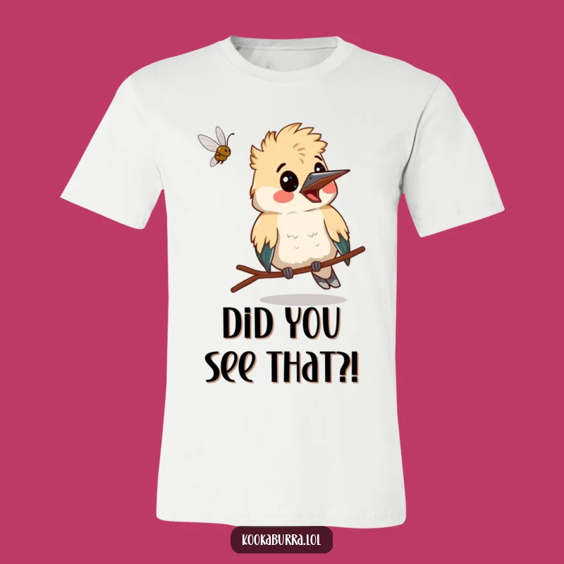 Funny Surprised Kookaburra T-Shirt - Bug Encounter Humor Apparel
