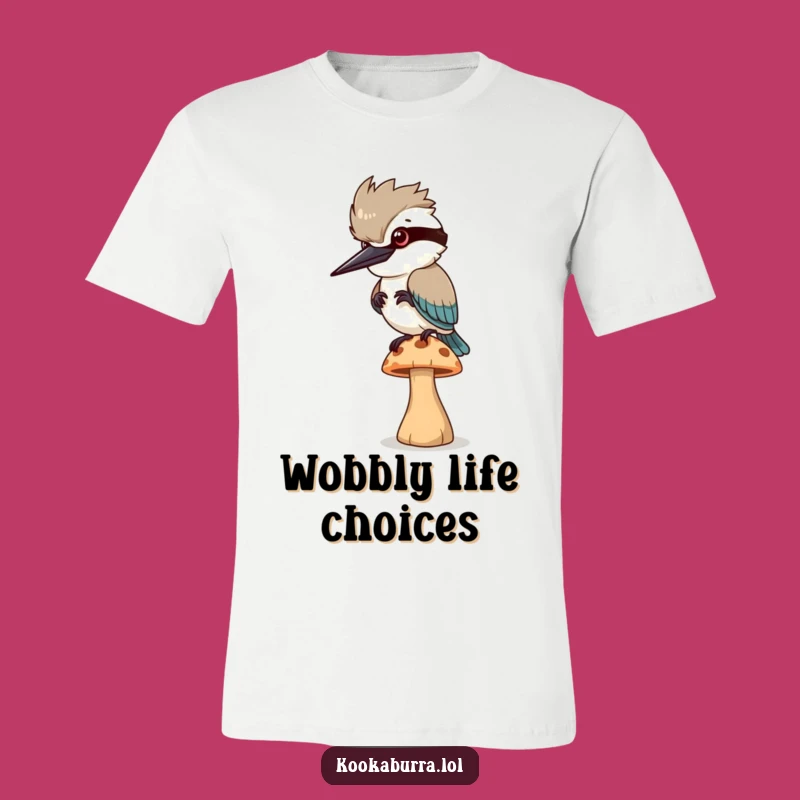 Funny Wobbly Mushroom Kookaburra T-Shirt: Wear the Balancing Act!