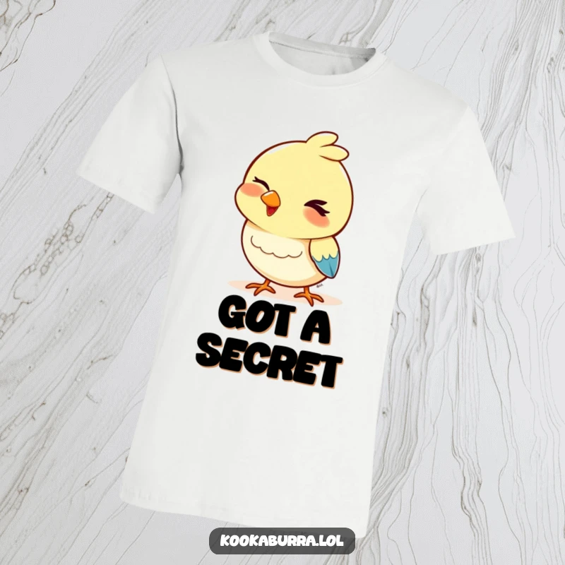 Funny t-shirt featuring a bird with a playful wink and a bobbing head, ideal for conveying a cheeky and lighthearted attitude.