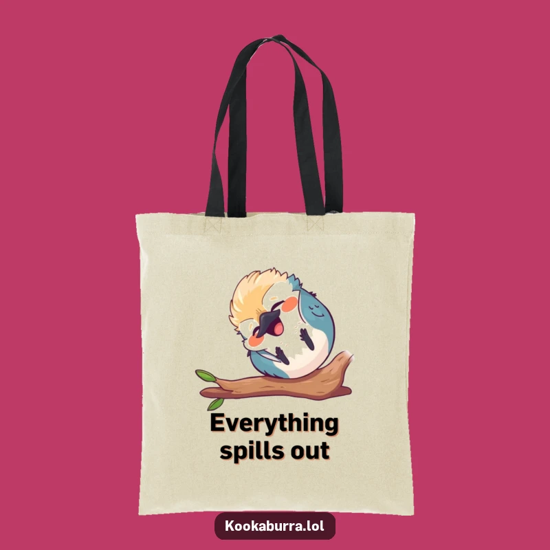 Funny Kawaii Kookaburra Tote Bag - Tumbling Laughing Bird Bag, Humorous Carry-All
