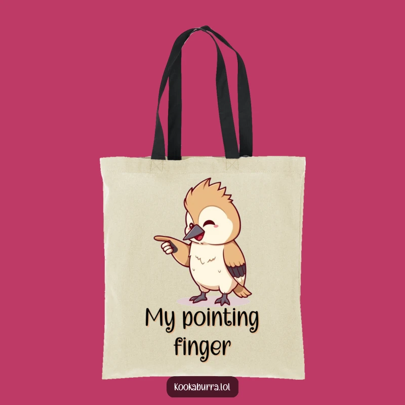 Funny Kookaburra Pointing Tote Bag: Chuckling Carryall, Durable Humorous Accessory, Perfect Funny Gift